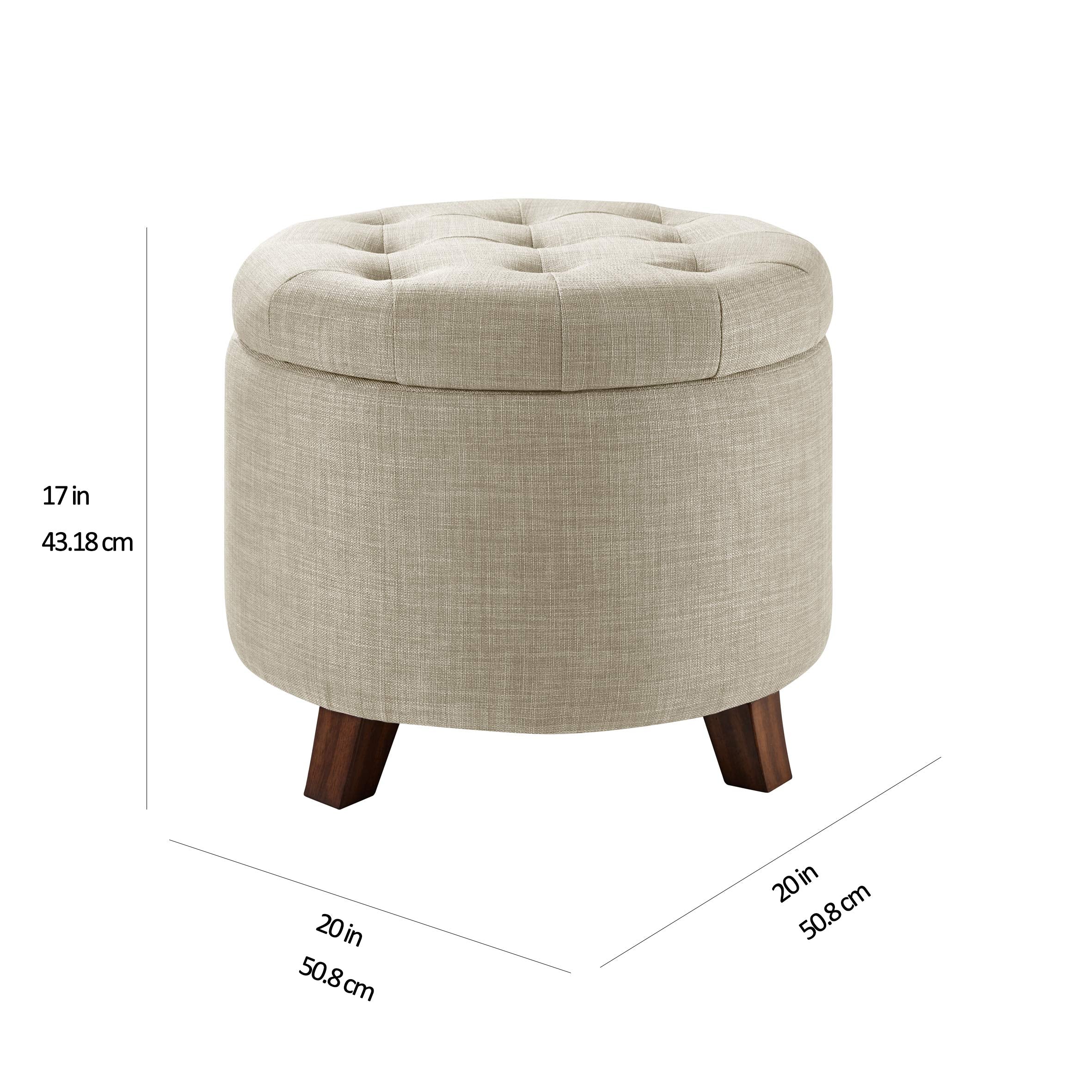 Round Tufted Storage Ottoman