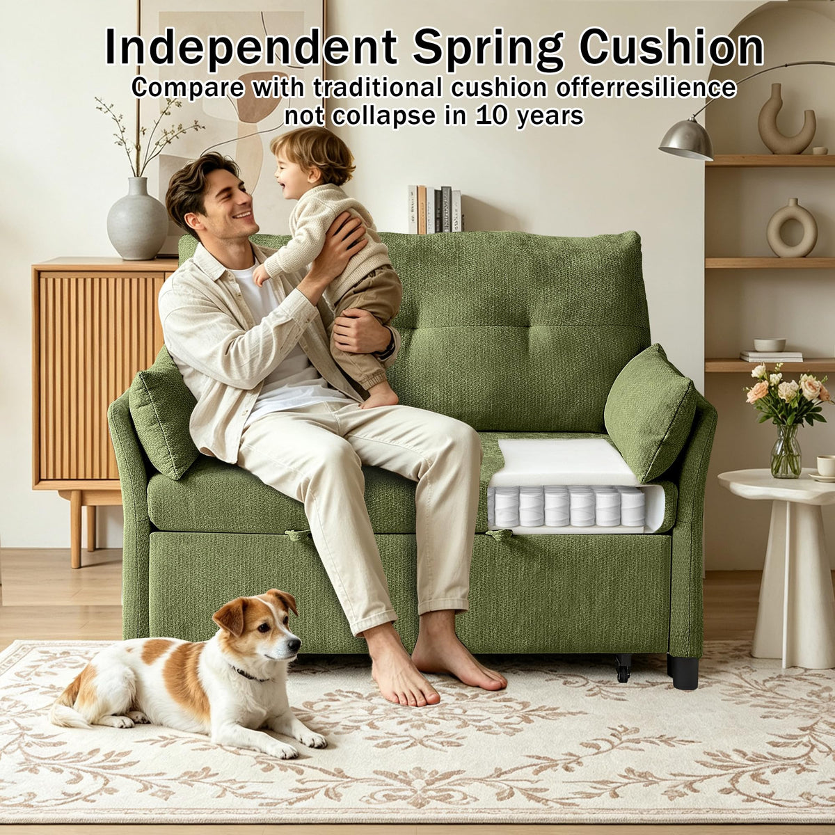 Green 3-in-1 Sleeper Loveseat
