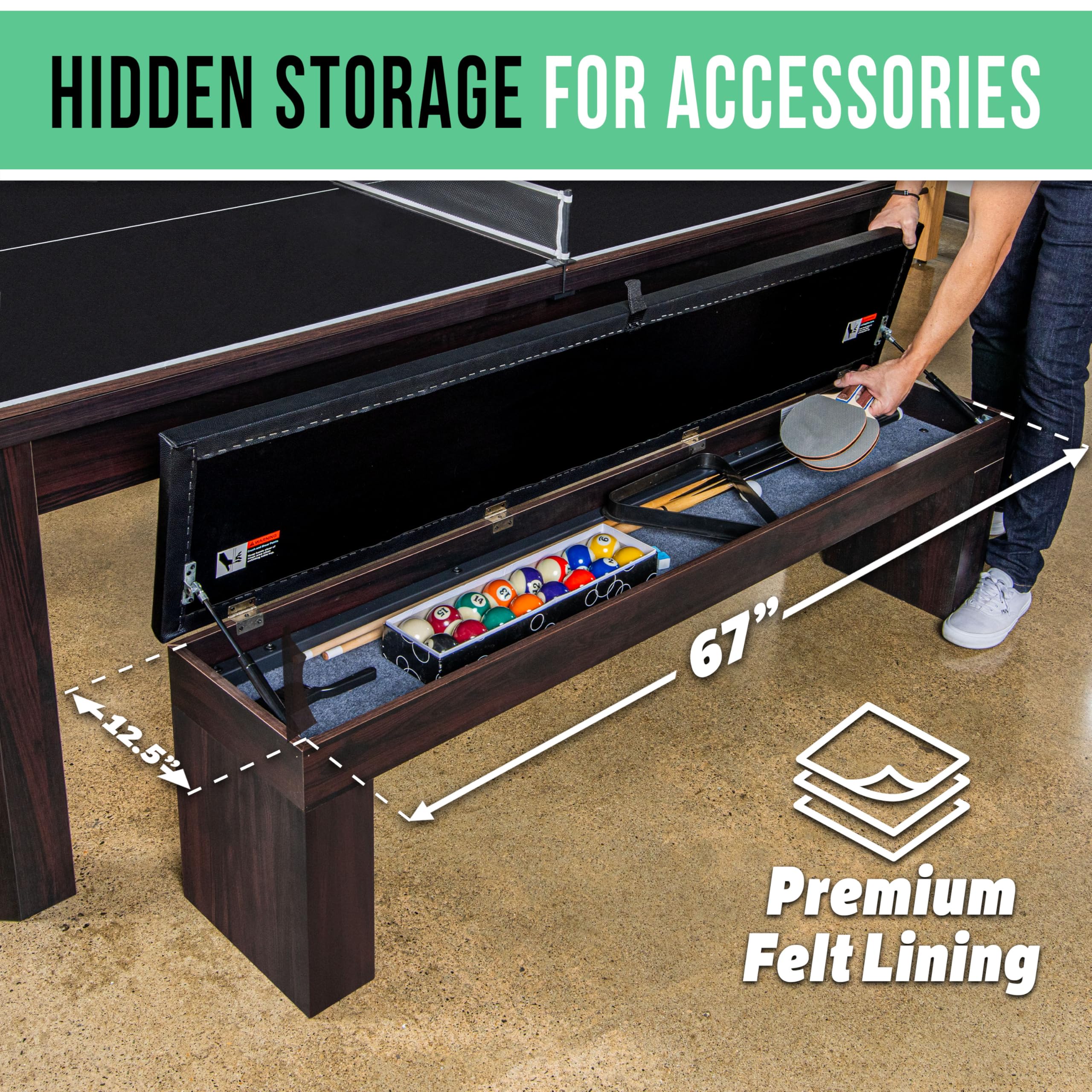 Storage Bench for GoSports 7 ft 3 in 1 Pool, Dining, & Table Tennis Combo Table