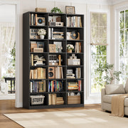 HOSTACK 86" H Triple Wide Bookshelf and Bookcase, 7 Tier Tall Bookshelf with Storage, Large Bookcase with 21 Open Display Storage Shelves, Wood Book Shelf Media CD DVD Storage for Living Room, Black