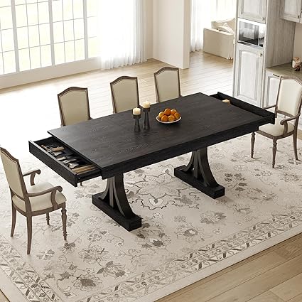 71-Inch Rectangular Dining Table with Drawers