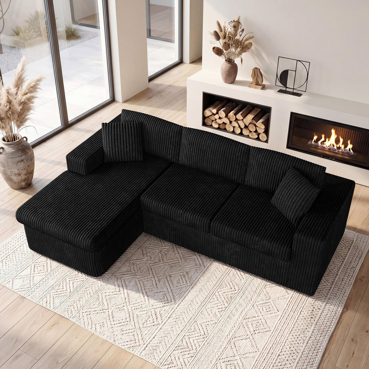 Corduroy L-Shaped Modular Sectional Sofa