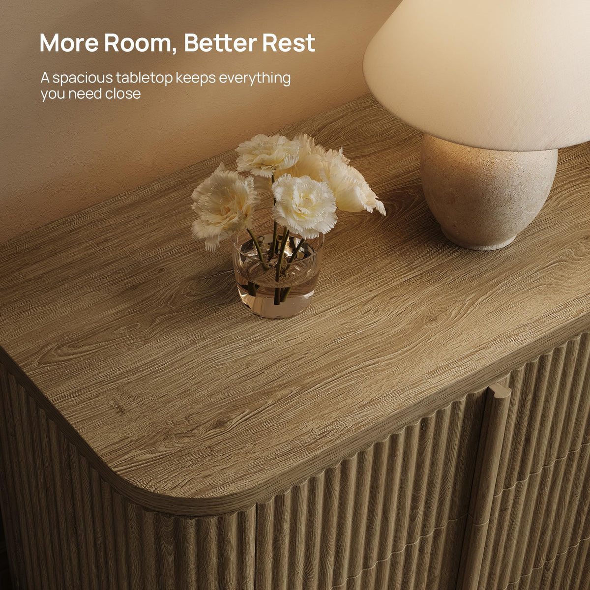 Fluted 3-Drawer Nightstand
