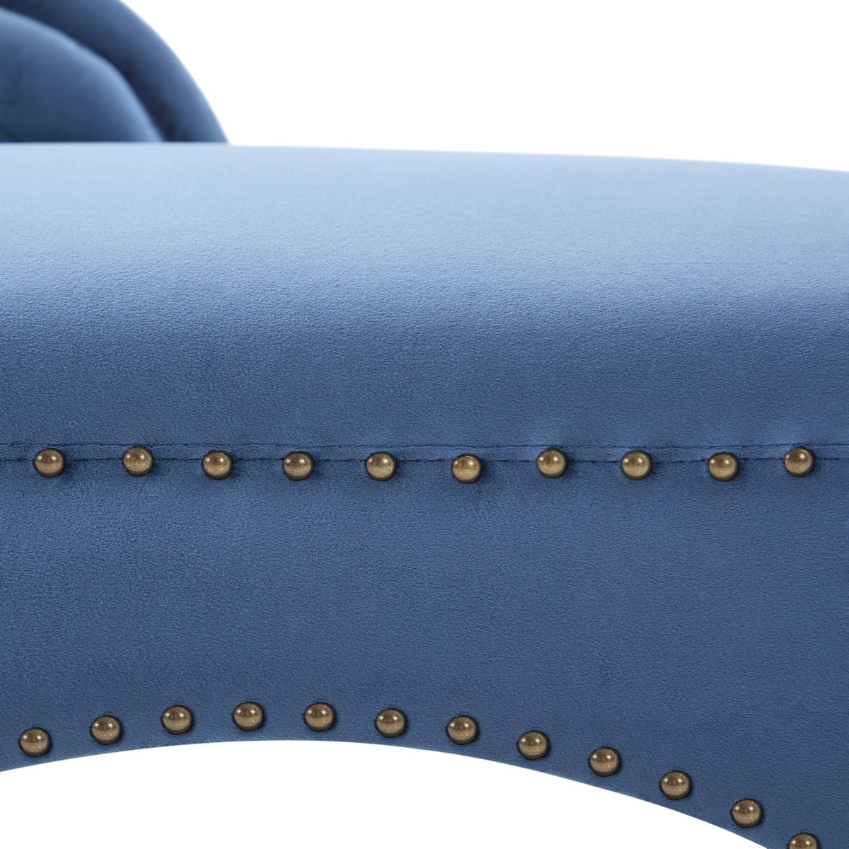 Christopher Knight Home Molan Velvet Upholstered Chaise Lounge Chair Indoor, Wooden Chaise Lounge Sofa with Scrolled Backrest, Living Room Lounge Chair with Left Armrest+Accent Pillow, Navy Blue
