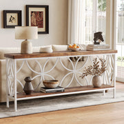 LITTLE TREE Sofa Table, 70.9 Inch Industrial Behind Couch Table with Storage Shelves, Narrow Long Console Table for Entryway, Living Room, Foyer, Hallway, Office
