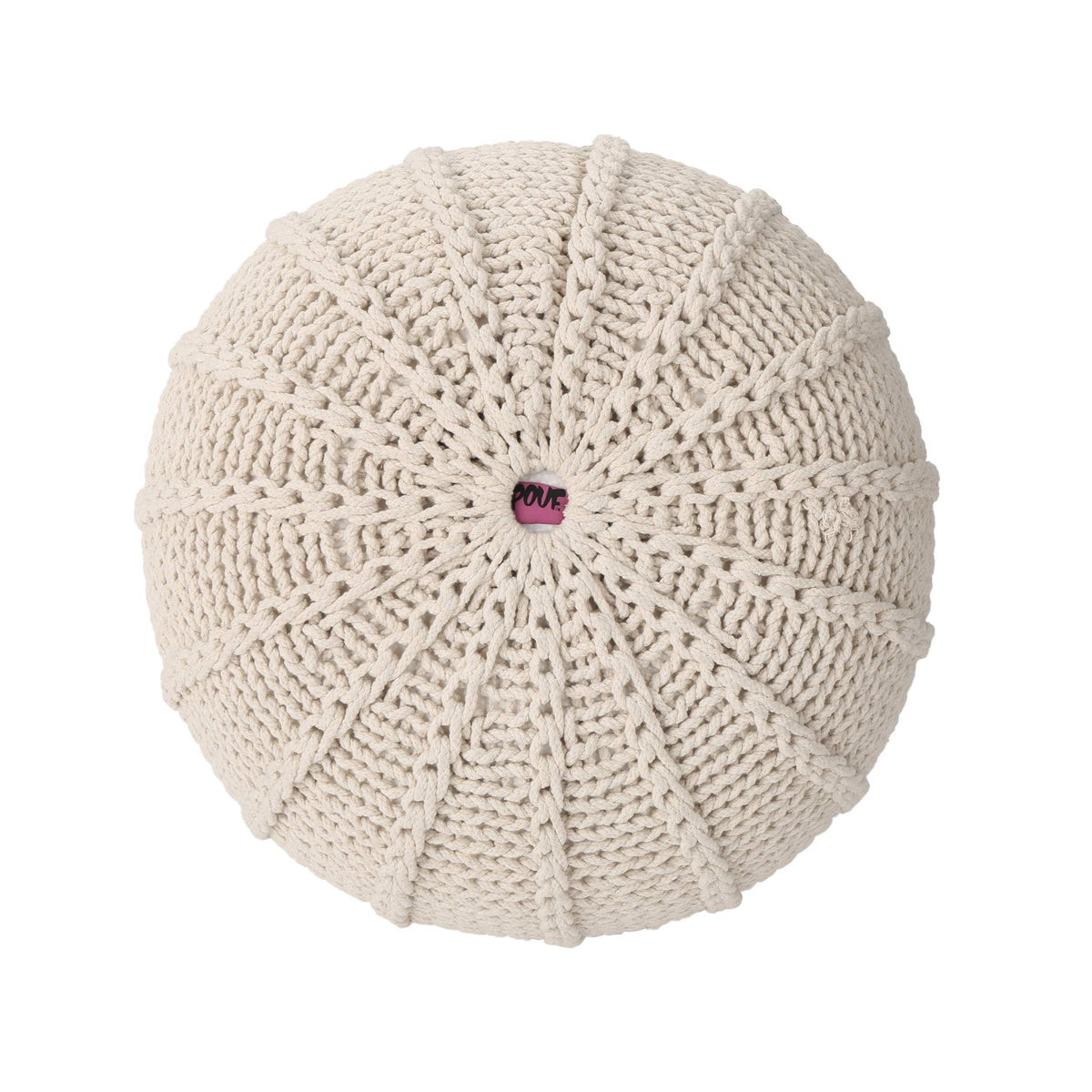Christopher Knight Home Agatha Knitted Cotton Pouf, Beige Small