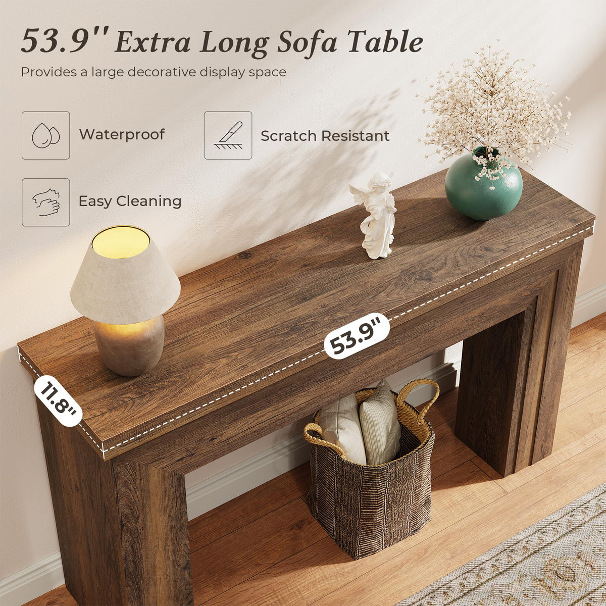 Huuger 54 Inch Entryway Table, Rectangular Console Table for Living Room