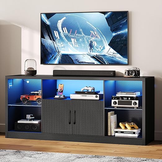 TV Stand with LED Lights & Power Outlet