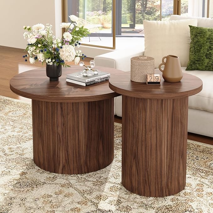 Round Wood Nesting Coffee Tables