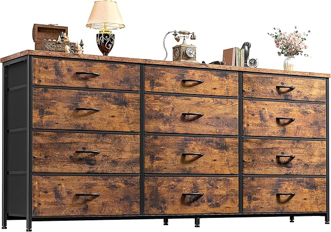 55" Long Dresser with 12 Drawers & TV Stand