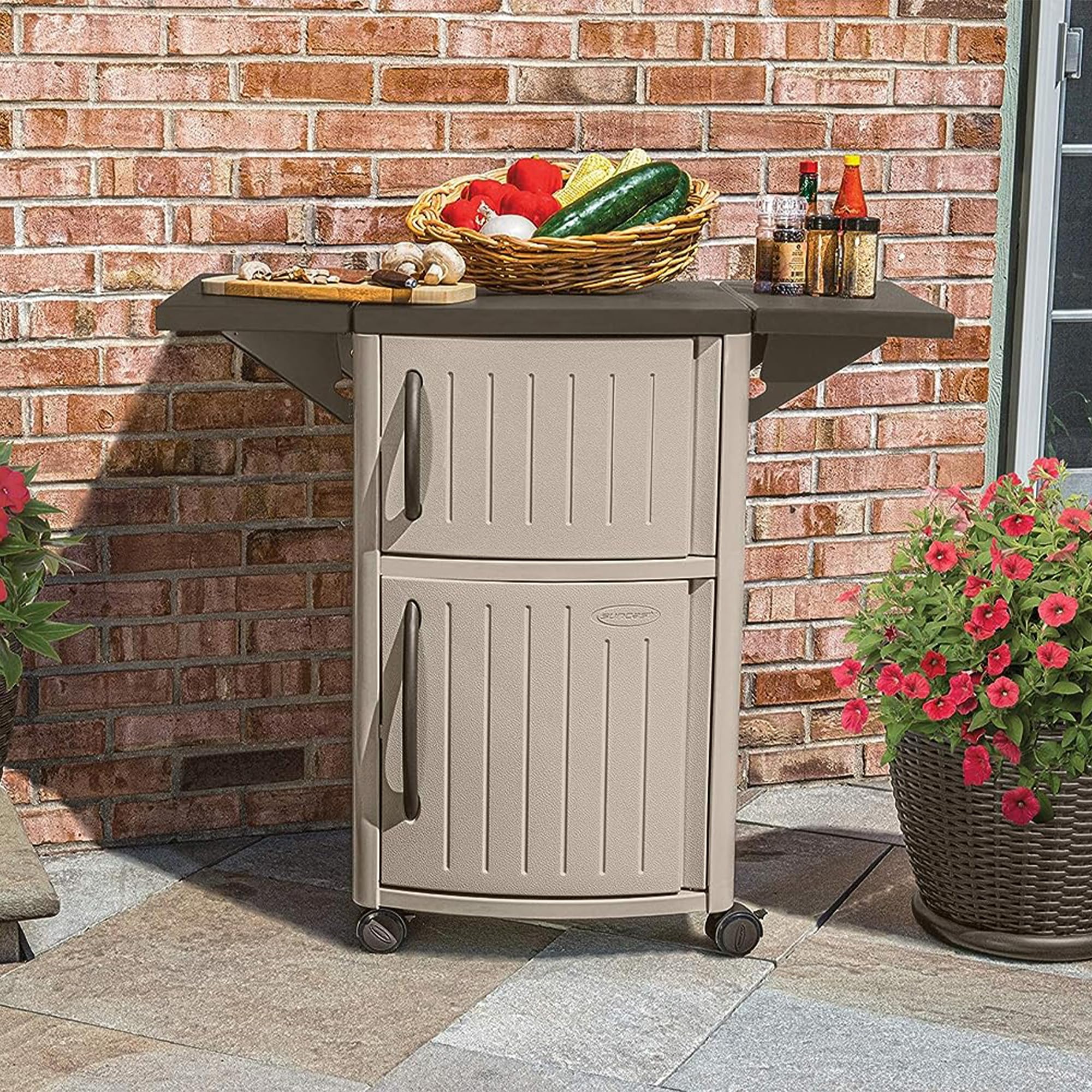Outdoor Grilling Prep Station with Storage