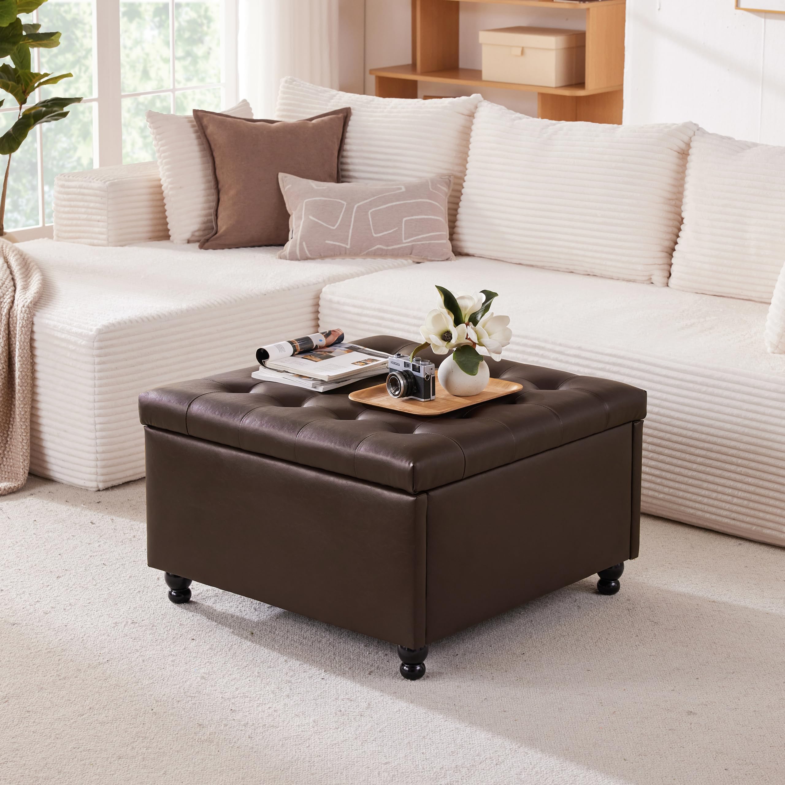 Square Storage Ottoman Coffee Table