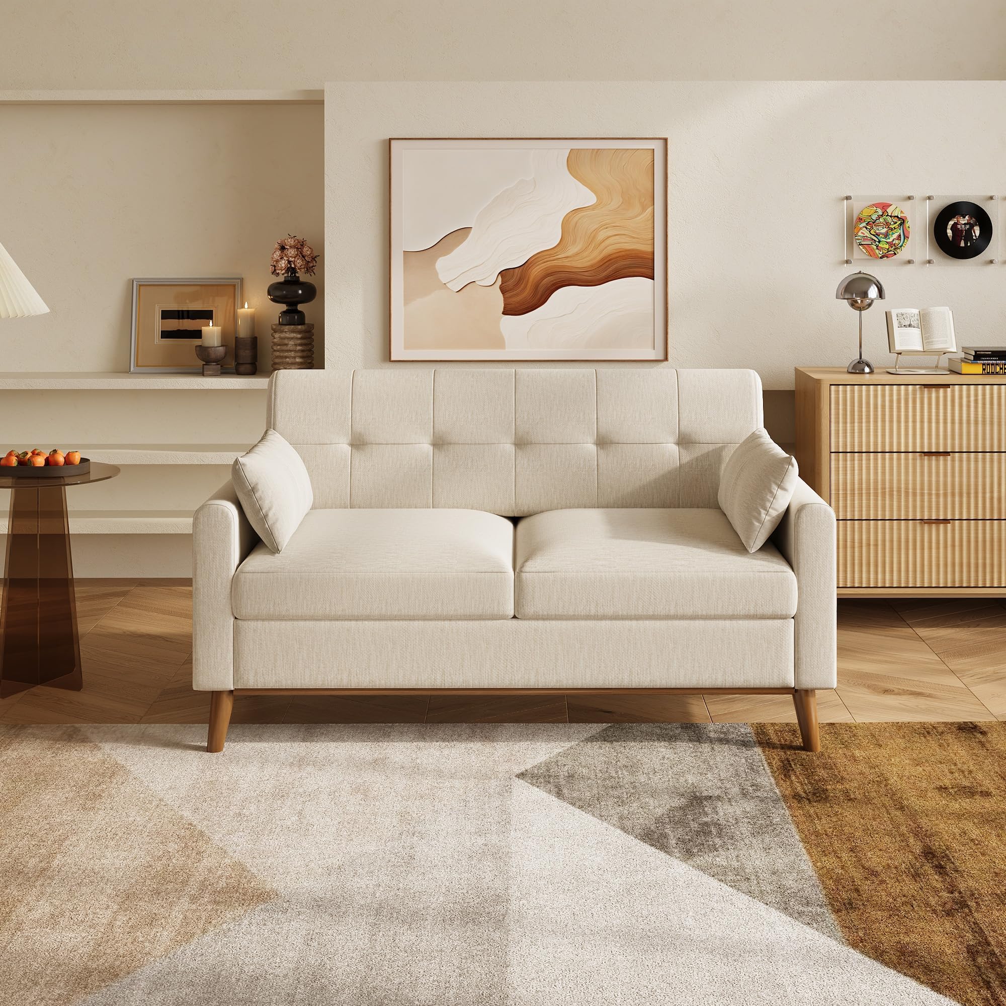 62" Button-Tufted Loveseat Sofa