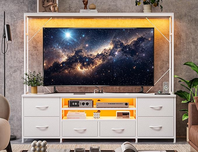 55" TV Stand with LED Lights & Power Outlets
