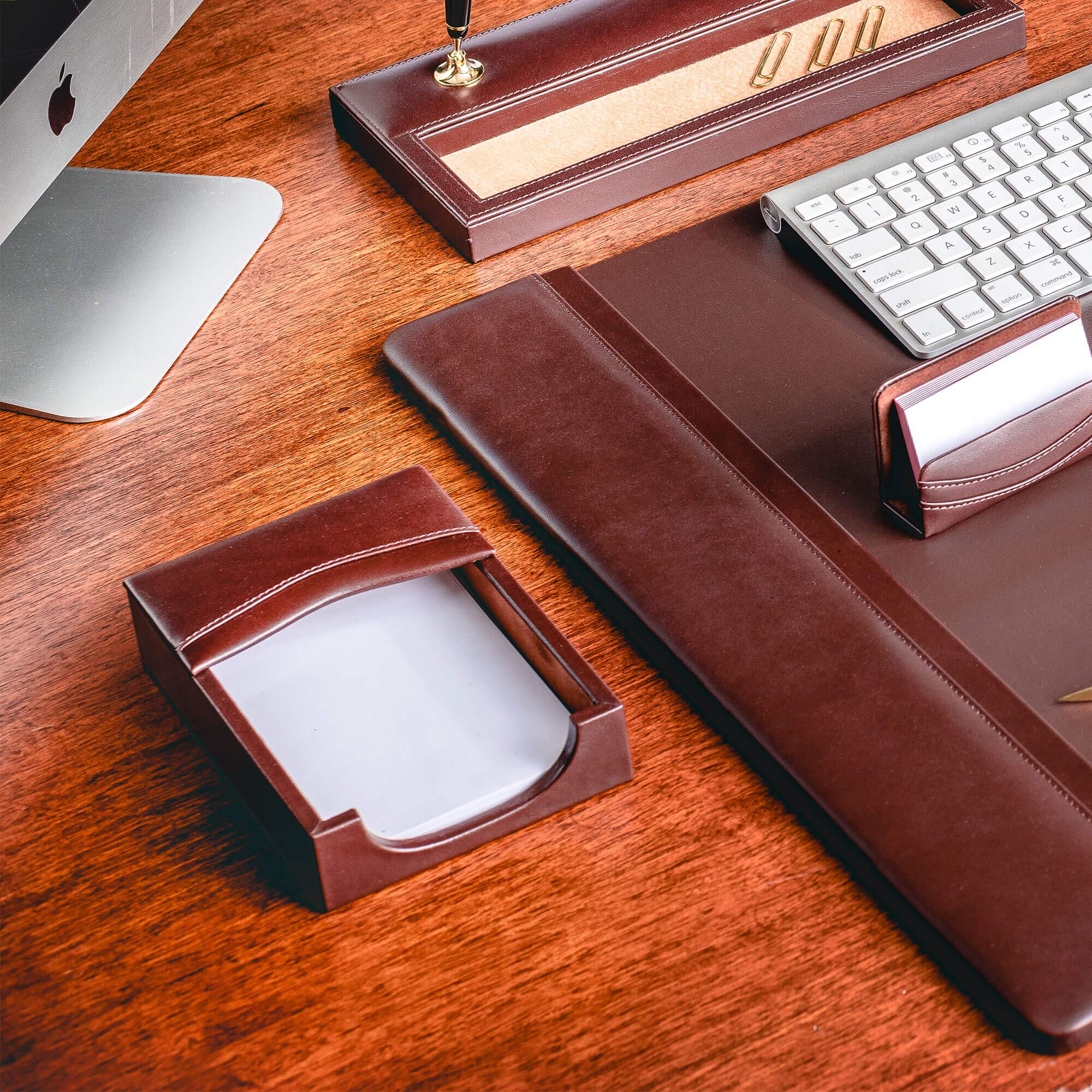 Leather Desk Set 10-Piece