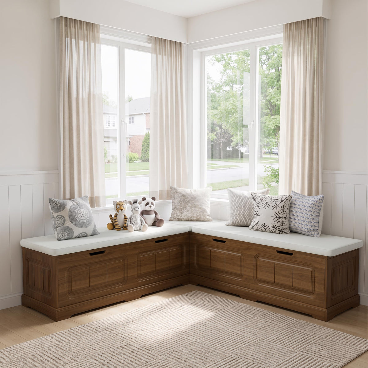 PAKASEPT Breakfast Nook Bench, L Shaped Storage Bench with Cushion