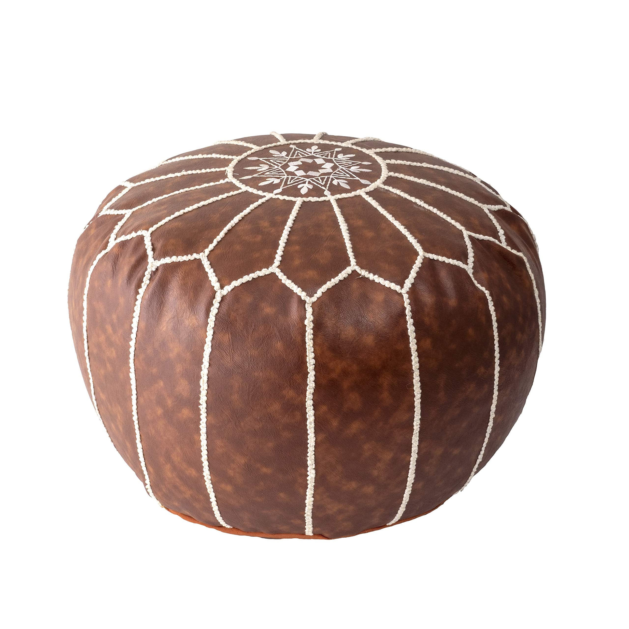 nuLOOM Classic Moroccan Faux Leather Filled Ottoman Pouf