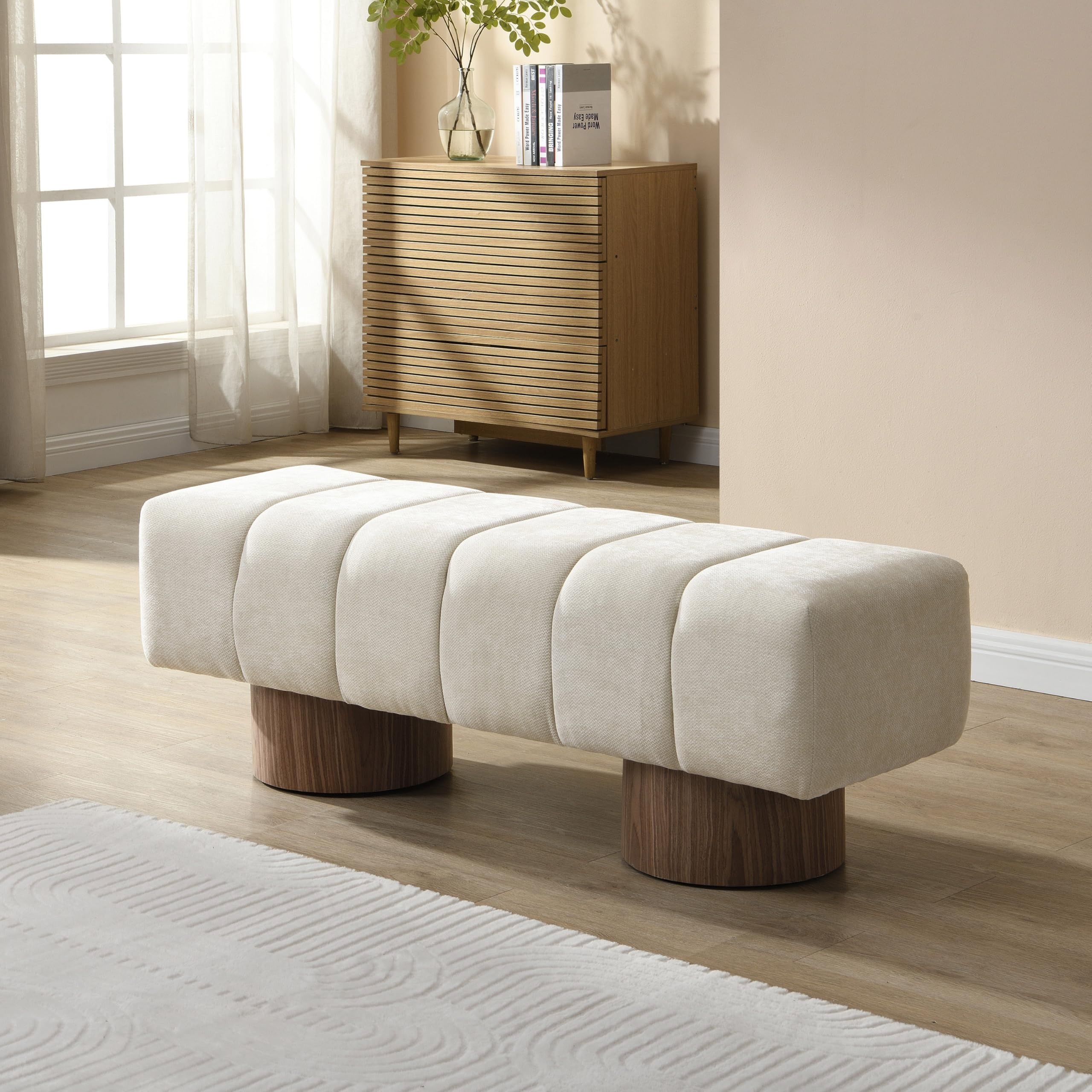50" Chenille Fabric Dining Bench