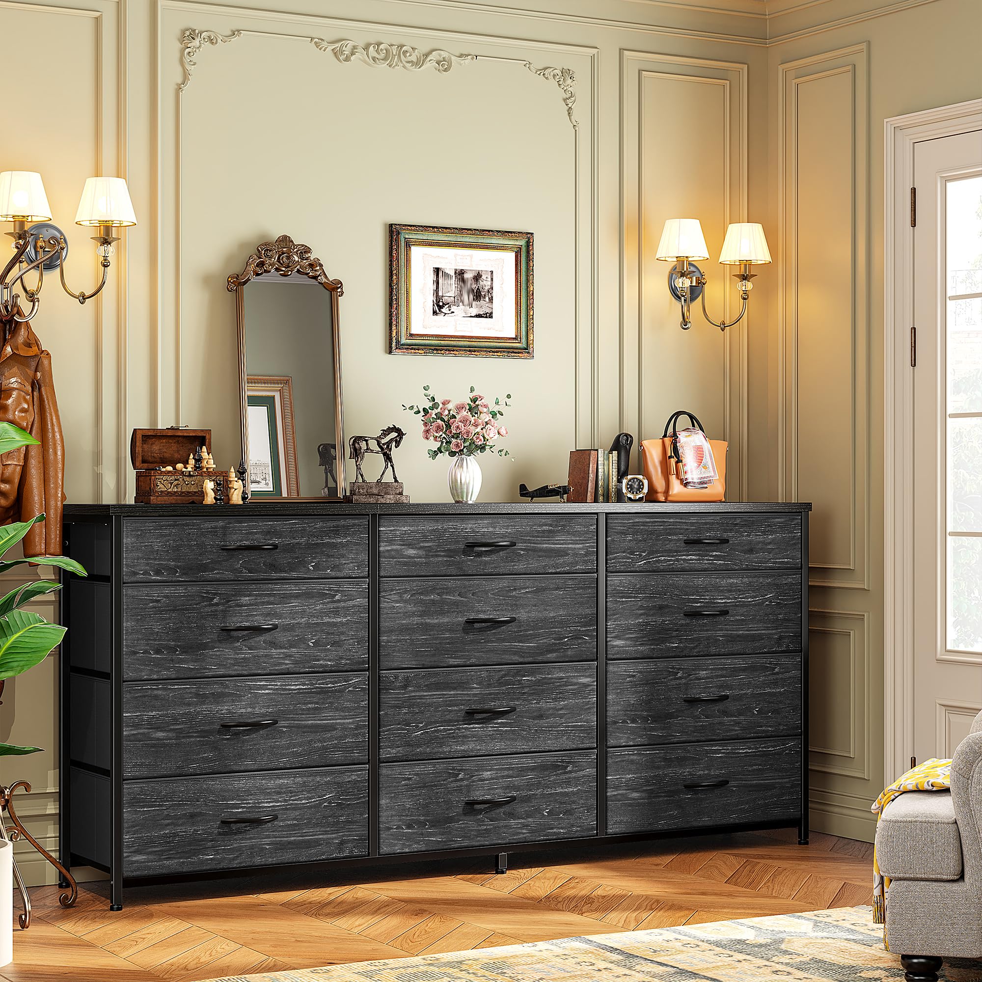 55" Long Dresser with 12 Drawers & TV Stand