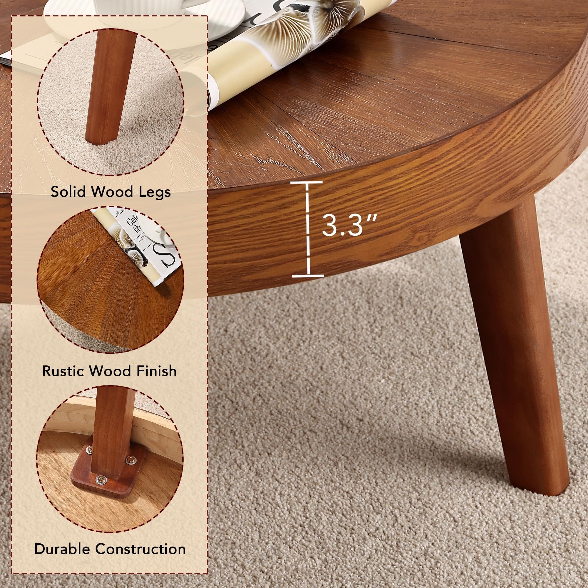 Farmhouse Round Coffee Table Set of 3