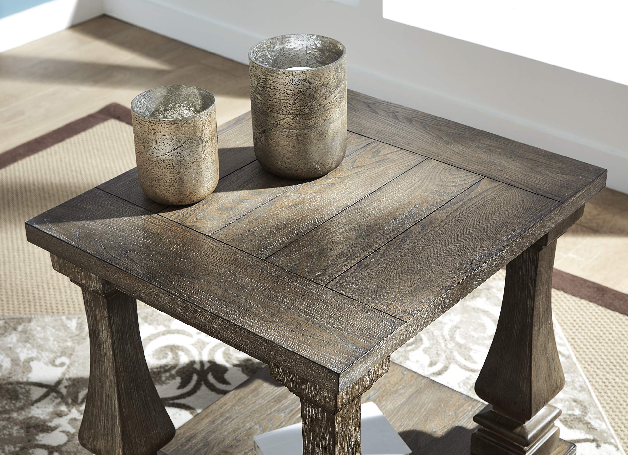 Rustic End Table with Lower Shelf