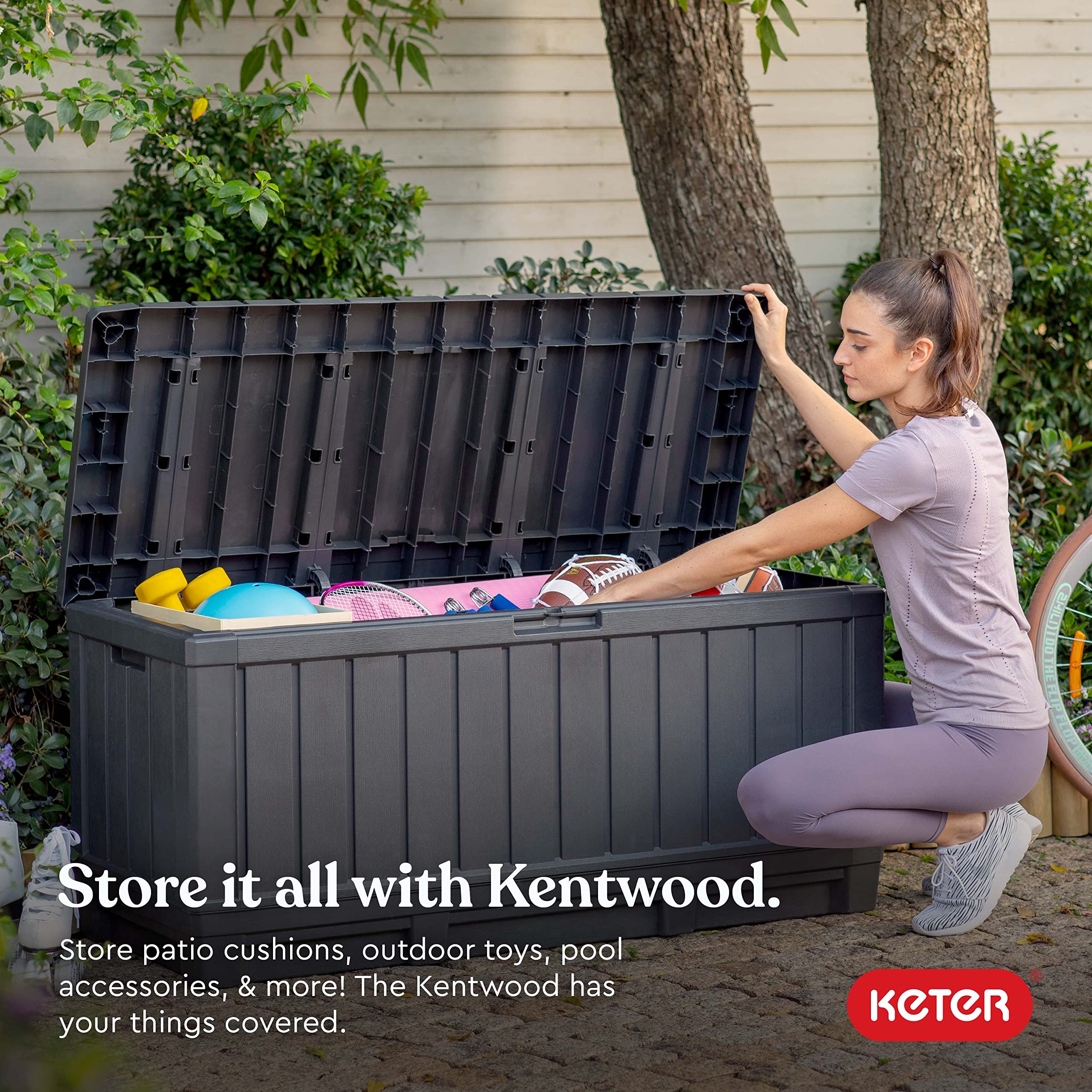 92-Gallon Resin Deck Box with Bench Seating
