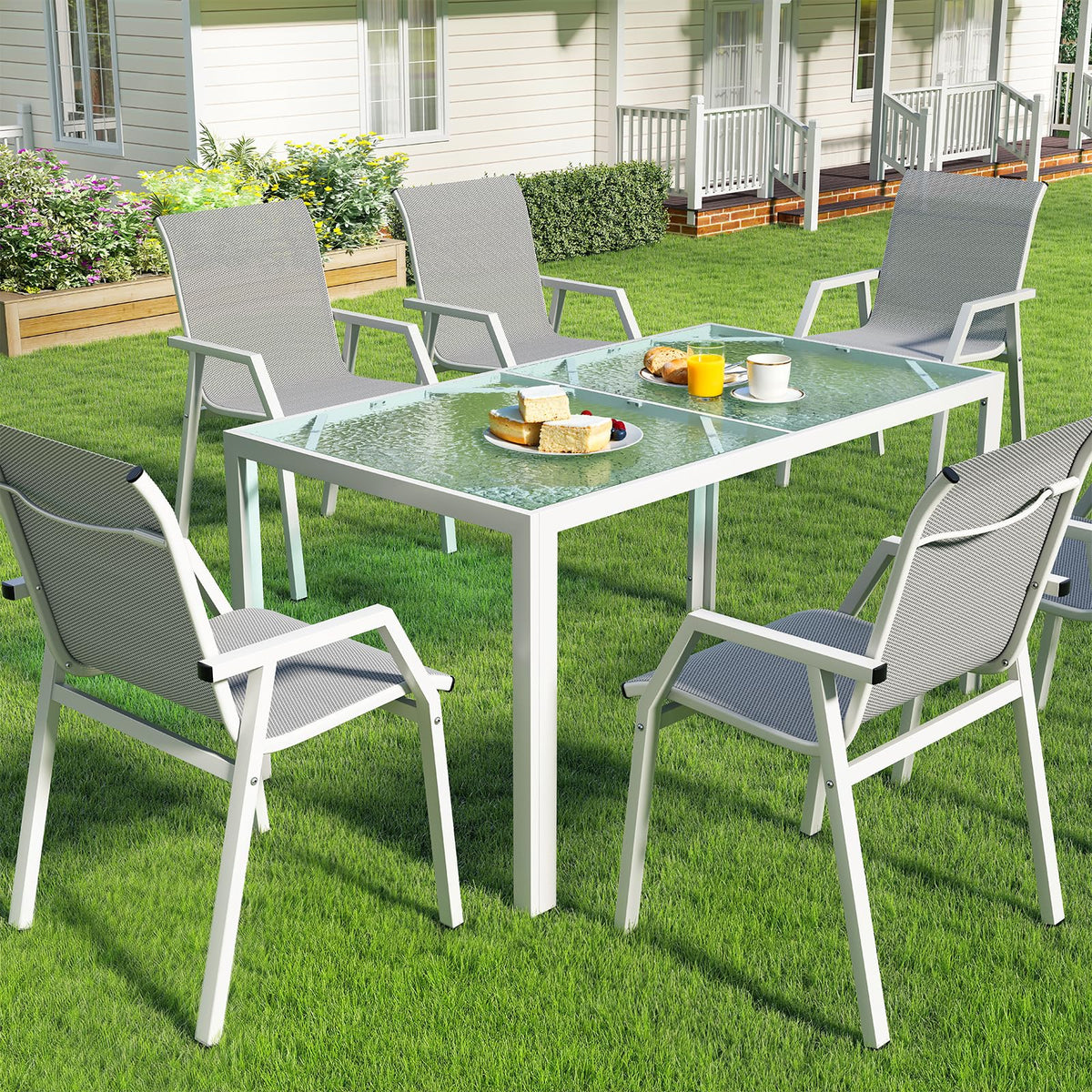 Jocoevol 7 Piece Patio Dining Sets for 6 Outdoor Table and Chairs Set