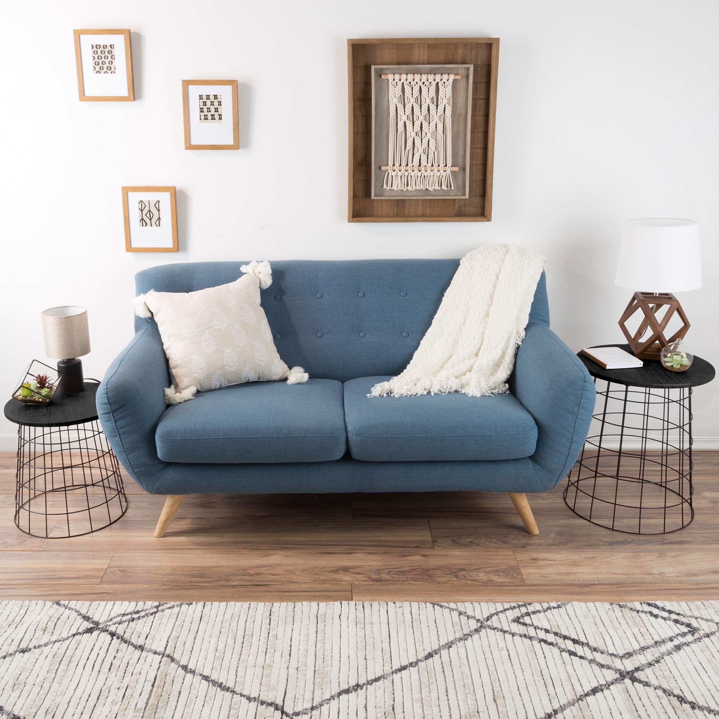 Round Wire Basket Nesting End Tables with Storage – Set of 2