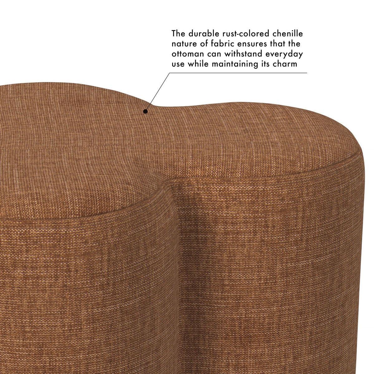 HomePop 18" Clover Ottoman - Rust Orange Chenille
