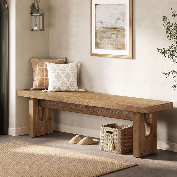 Solid Wood Farmhouse Dining Bench
