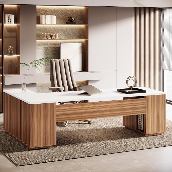L-Shaped Executive Desk with Storage