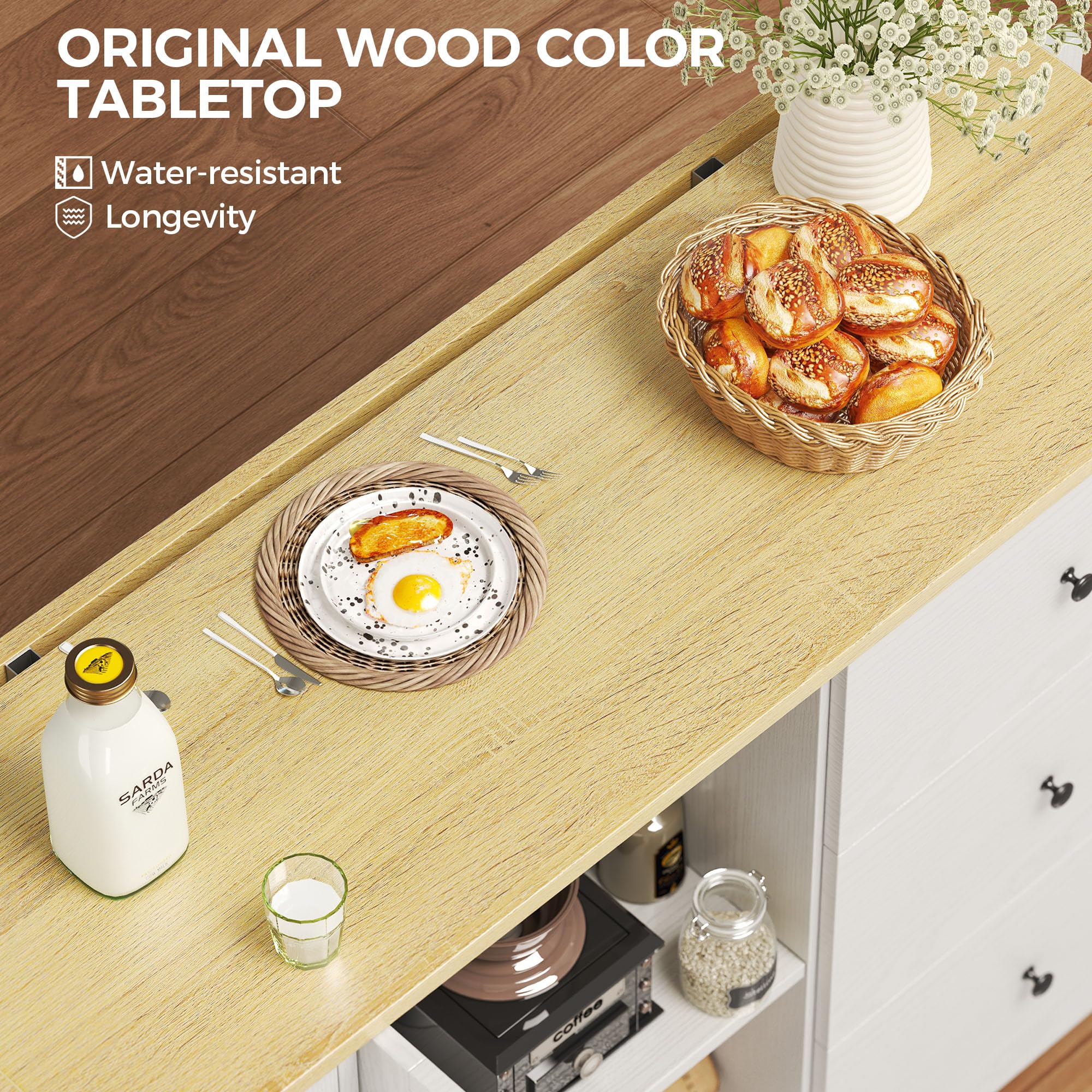 Rolling Kitchen Island with Drop Leaf & Storage
