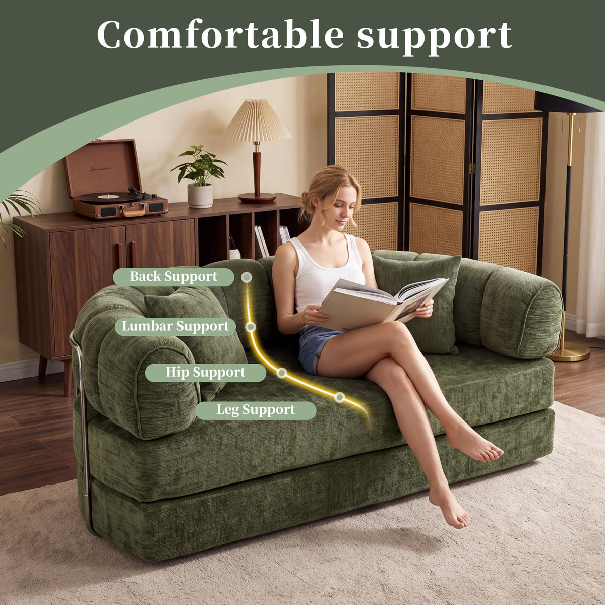 Chenille Convertible Sofa Bed