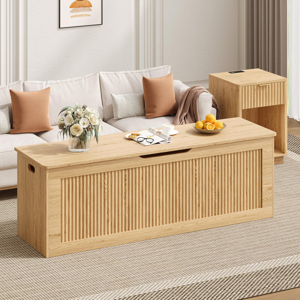 Fluted Storage Bench
