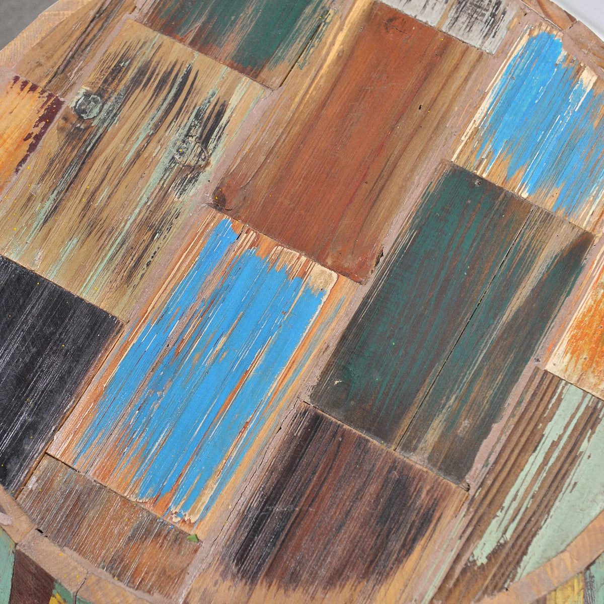 Reclaimed Wood Drum Side Table