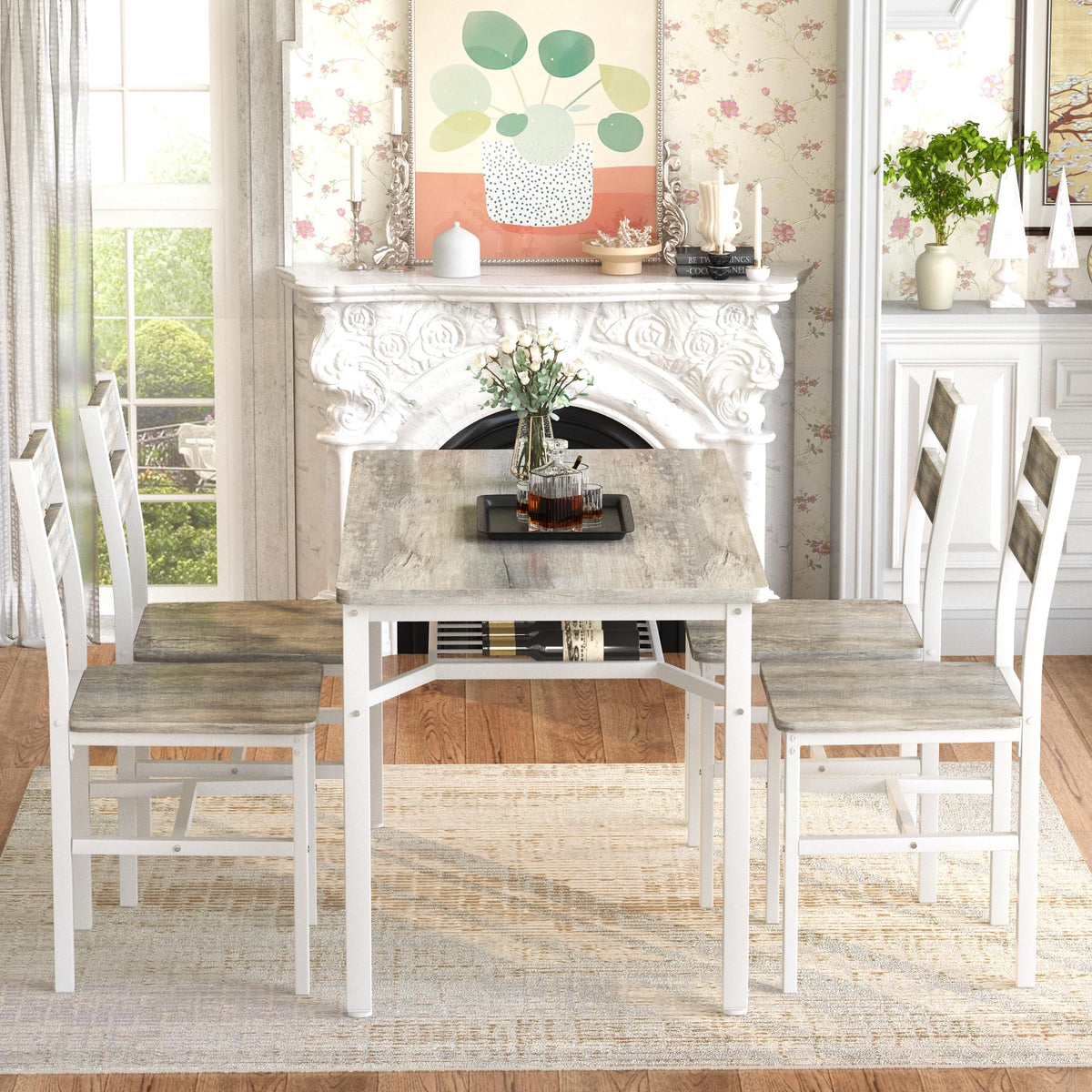 5-Piece Dining Table Set with Storage