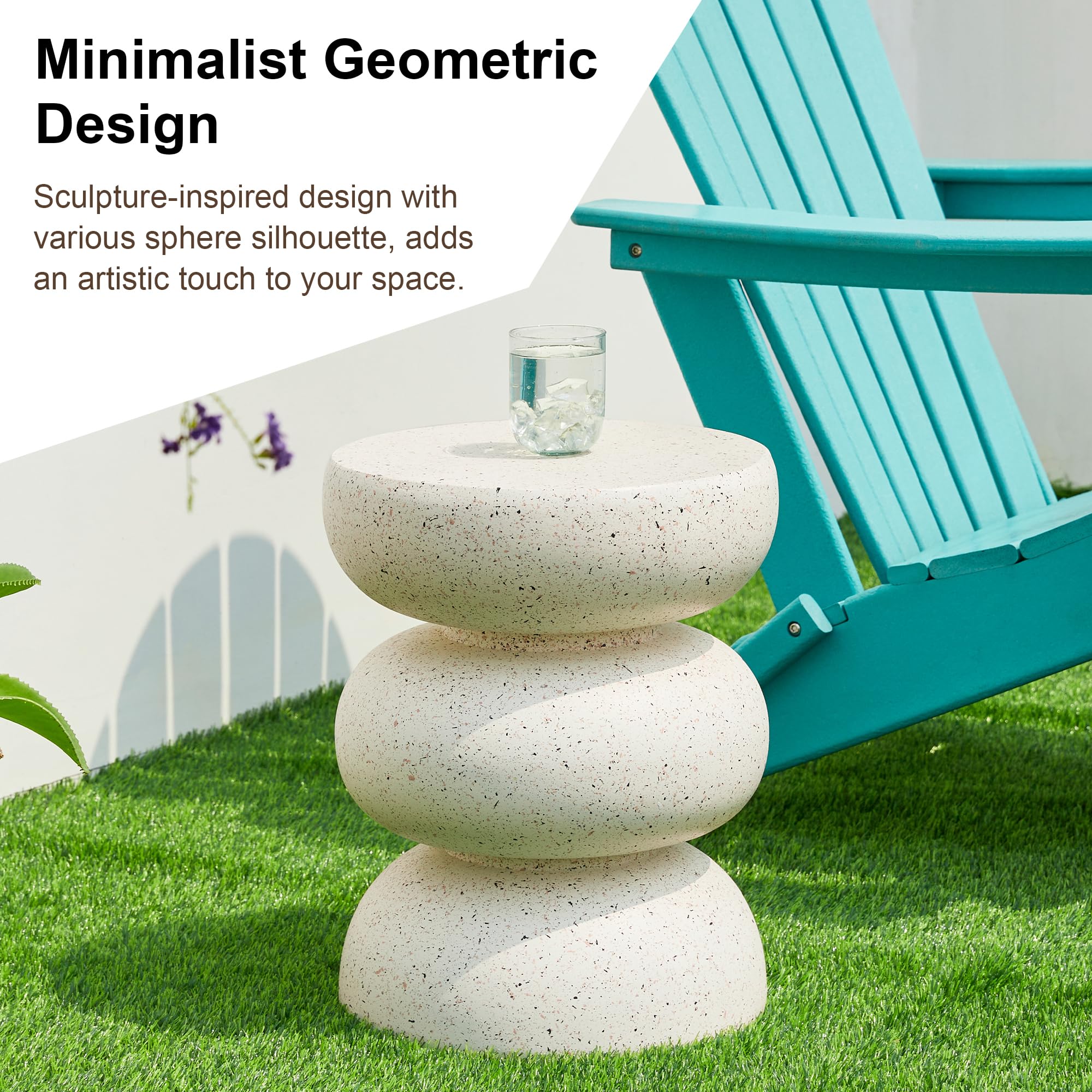 Round Garden Stool Side Table Set of 2