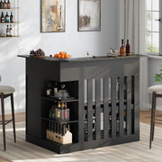 L-Shaped Bar Cabinet with LED Light