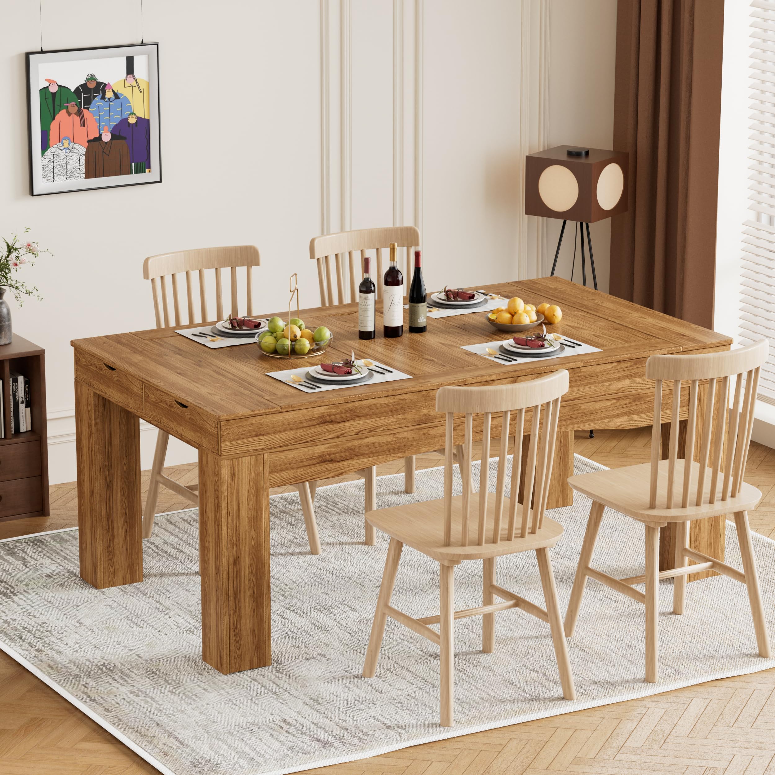 Gaming Dining Table with LED Lights & Removable Top