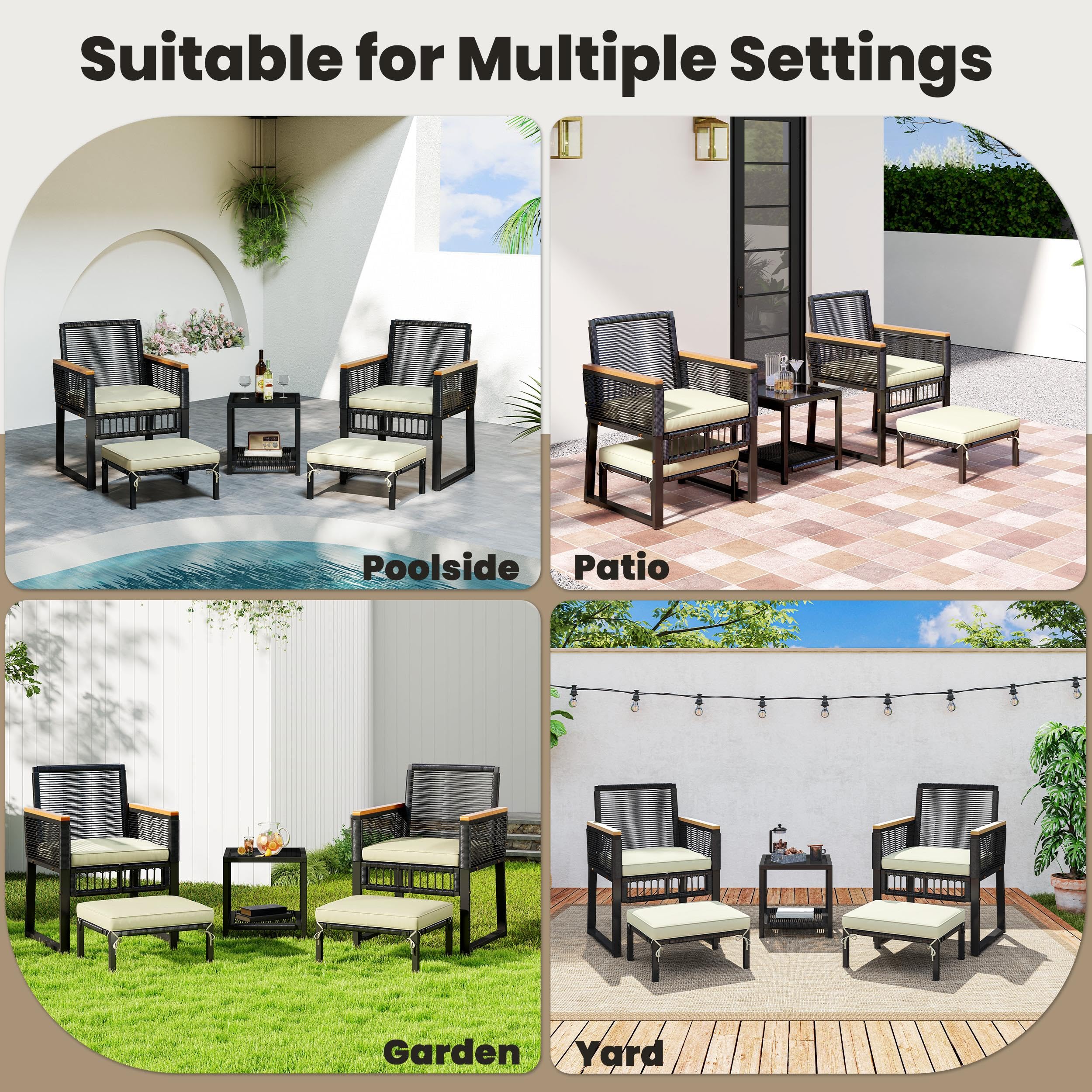 5-Piece Outdoor Wicker Conversation Set
