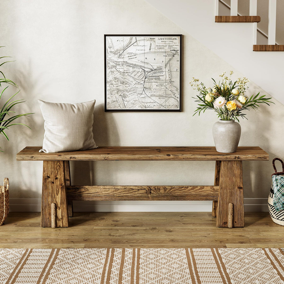 Rustic Solid Wood Bench
