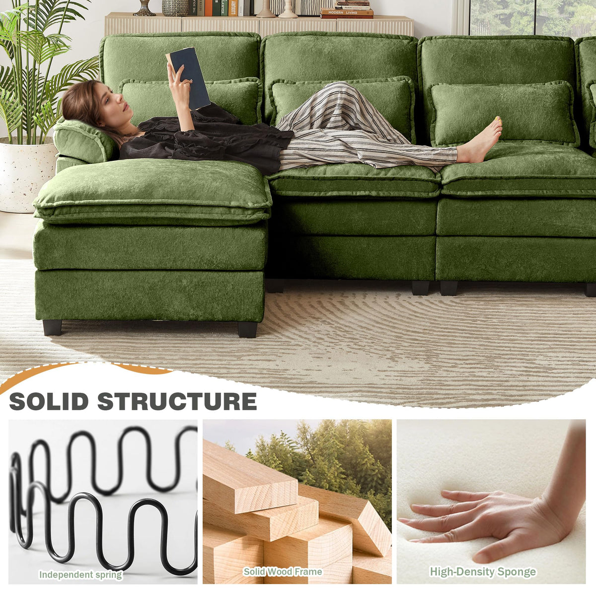U-Shaped Sectional Sofa with Double Chaise
