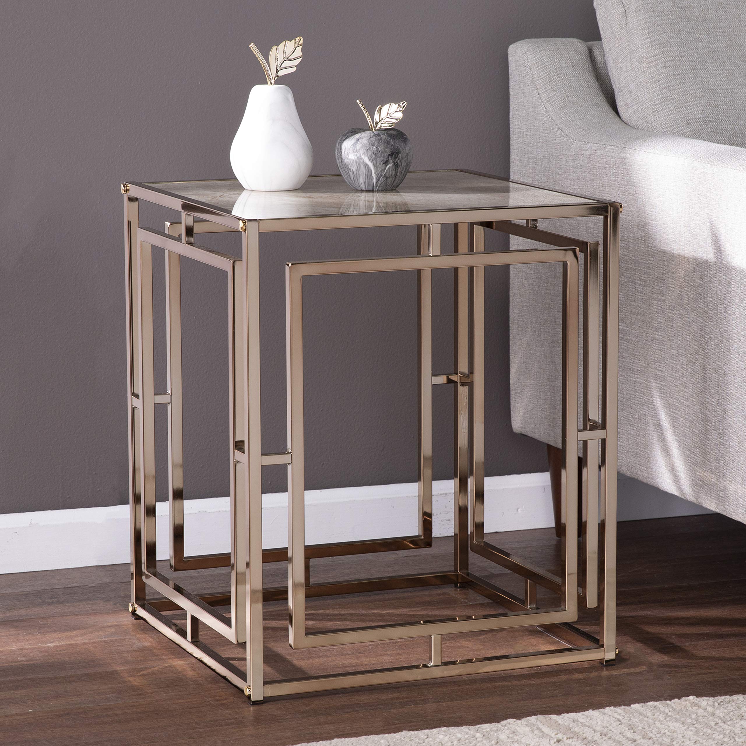 Faux Marble Square End Table