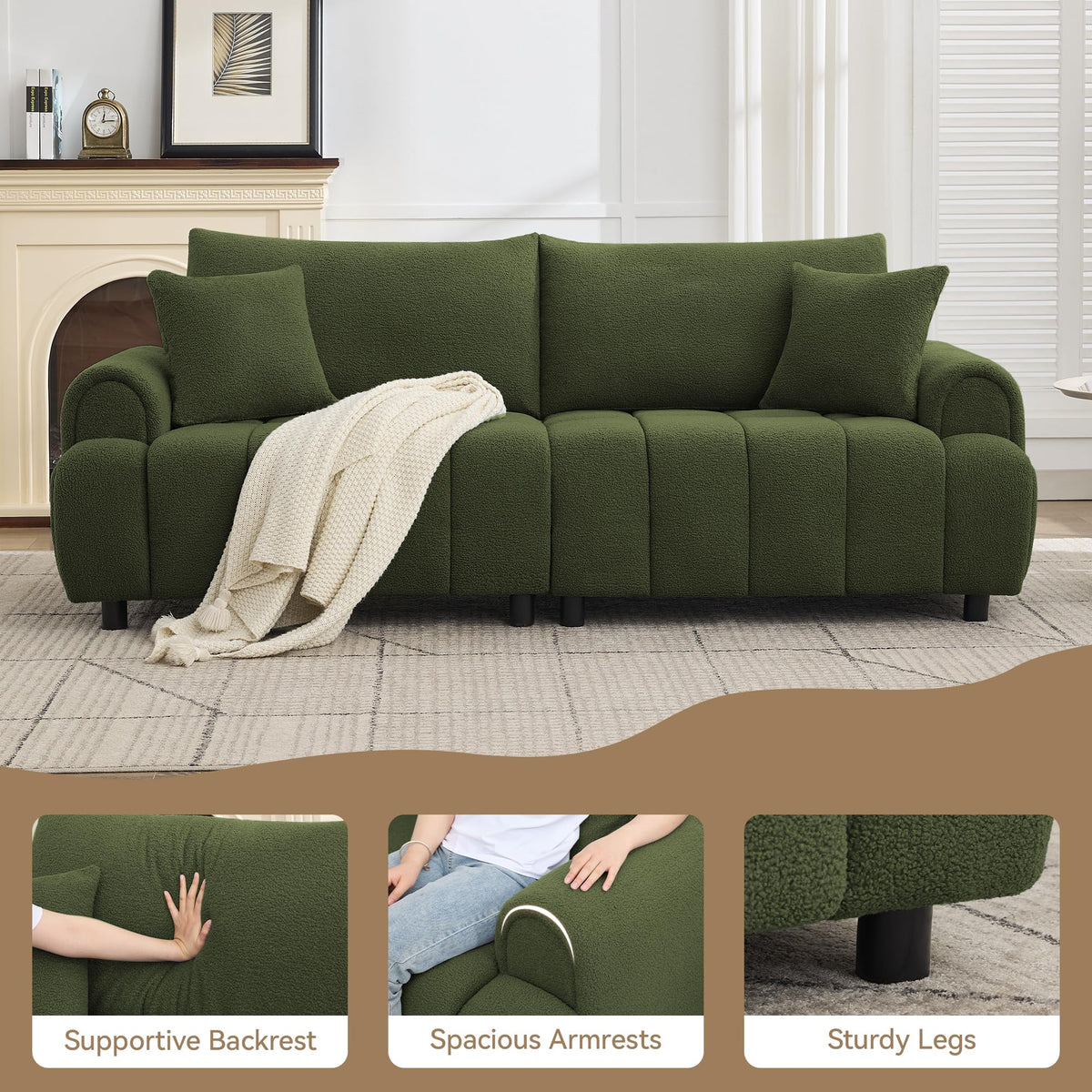 Boucle 3-Seater Sofa