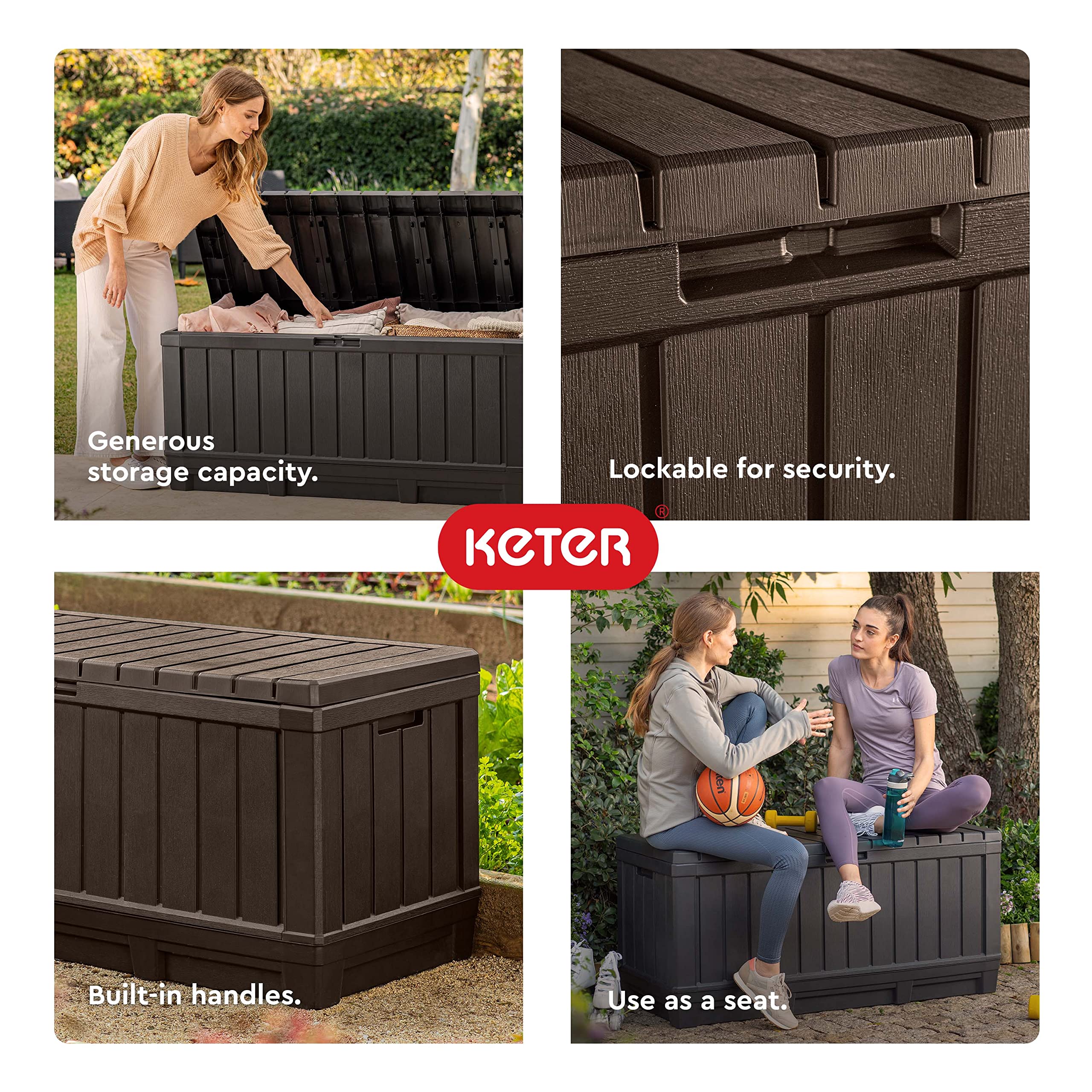92-Gallon Resin Deck Box with Bench Seating