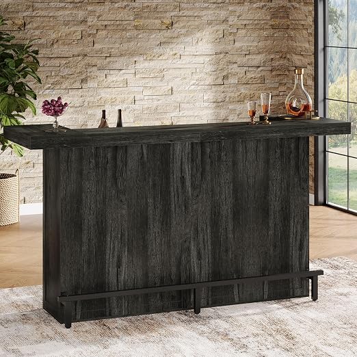 4-Tier Bar Table with Wine Glass Holder & Footrest, 70.9"