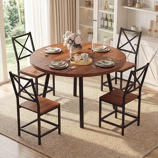 Round Drop-Leaf Dining Set