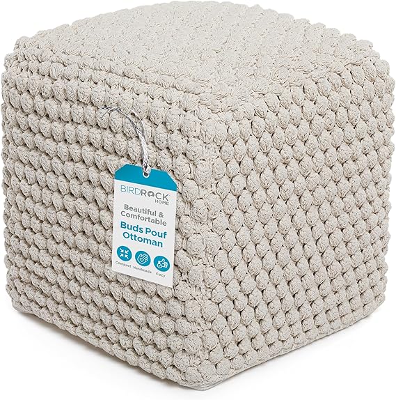 Square Knit Pouf Ottoman