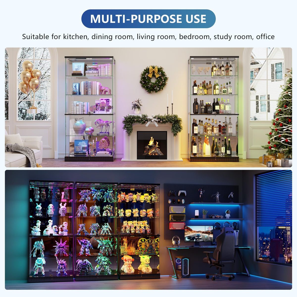 RGB Glass Display Cabinet with Lock