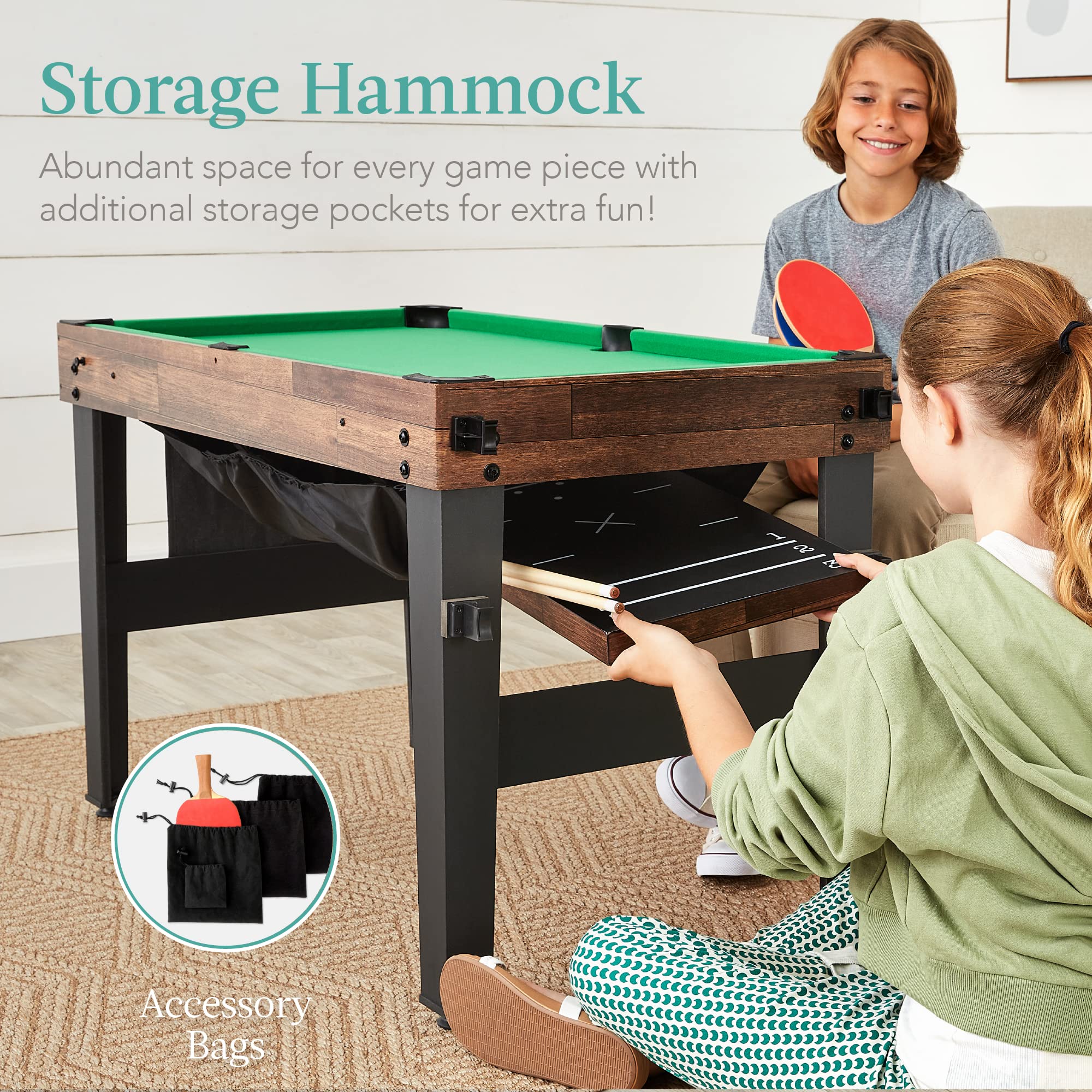 Best Choice Products 13-in-1 Combo Game Table Set w/Ping Pong, Foosball, Basketball, Air Hockey, Sling Puck, Archery, Shuffleboard - Walnut